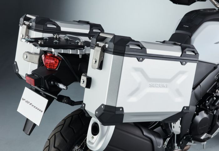 Genuine Suzuki V-STROM 650 - Aluminium Side Case Set - Silver