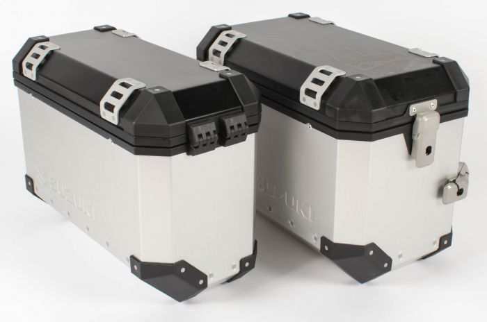 Genuine Suzuki V-Strom 650 - Aluminium Side Cases - Black/Silver