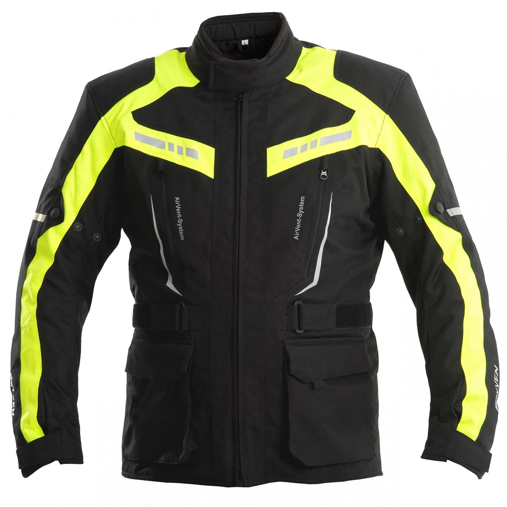Rayven Scotty Textile Motorcycle Jacket - Black/Yellow - Padgett's ...