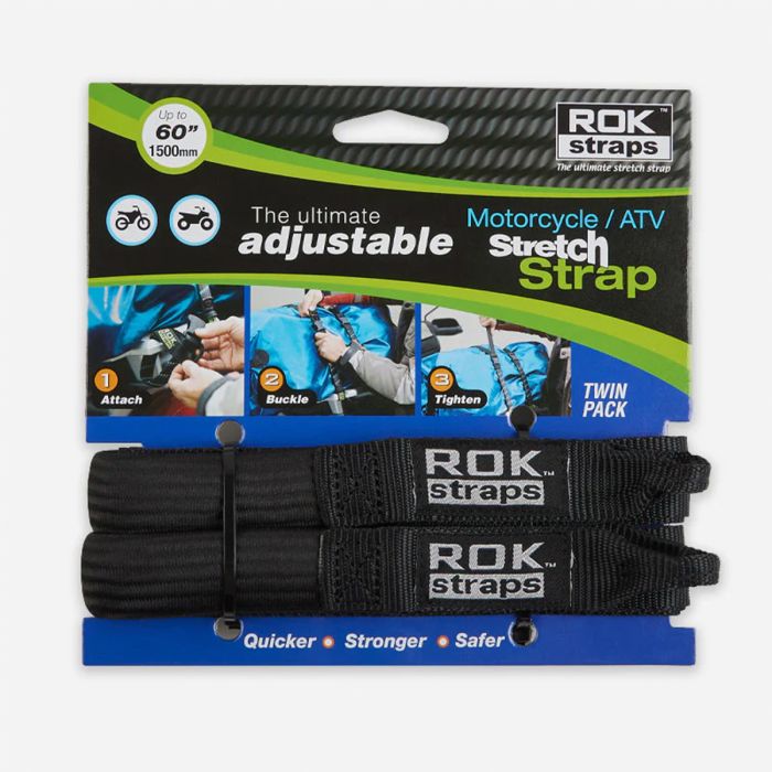 ROK Straps Stretch Strap Adjustable Luggage Straps 2 Pack - Black - 60 ...